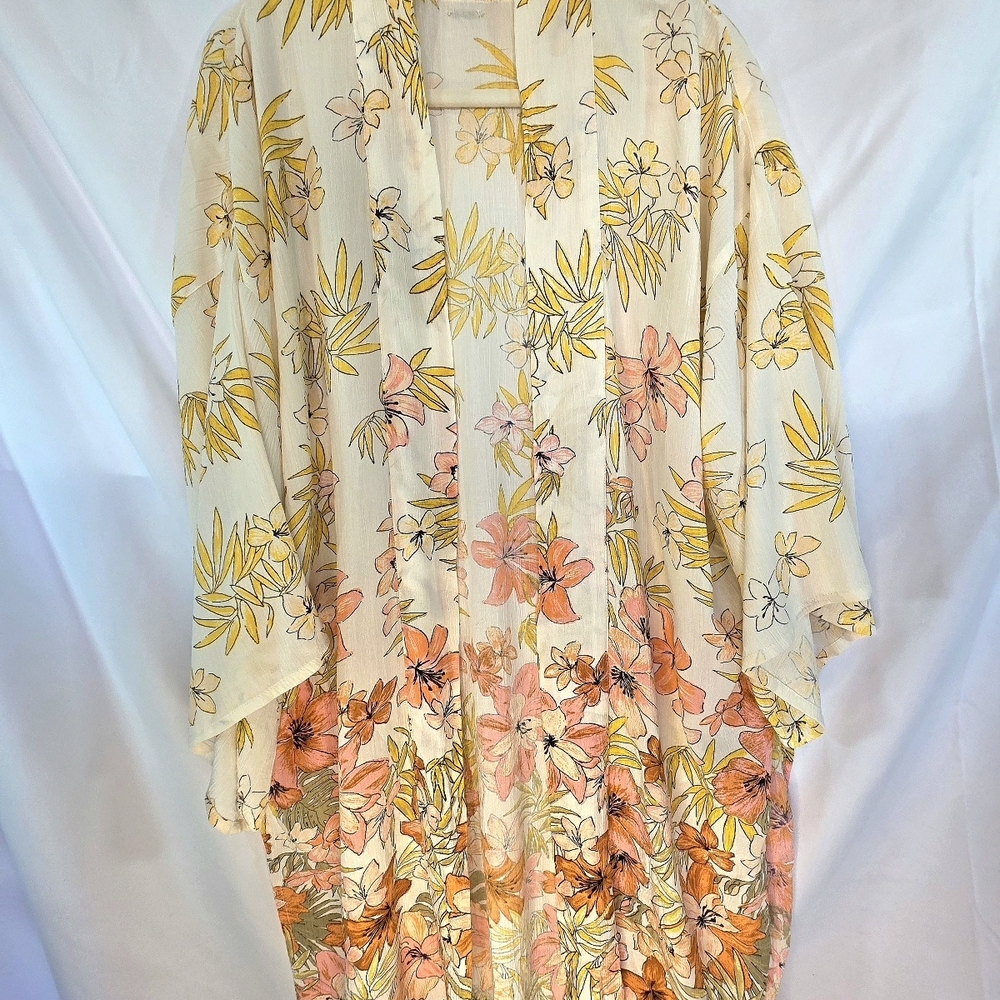 Billabong Women's Floral Kimono Cover Colorful Boho Fairy Summer size S/M